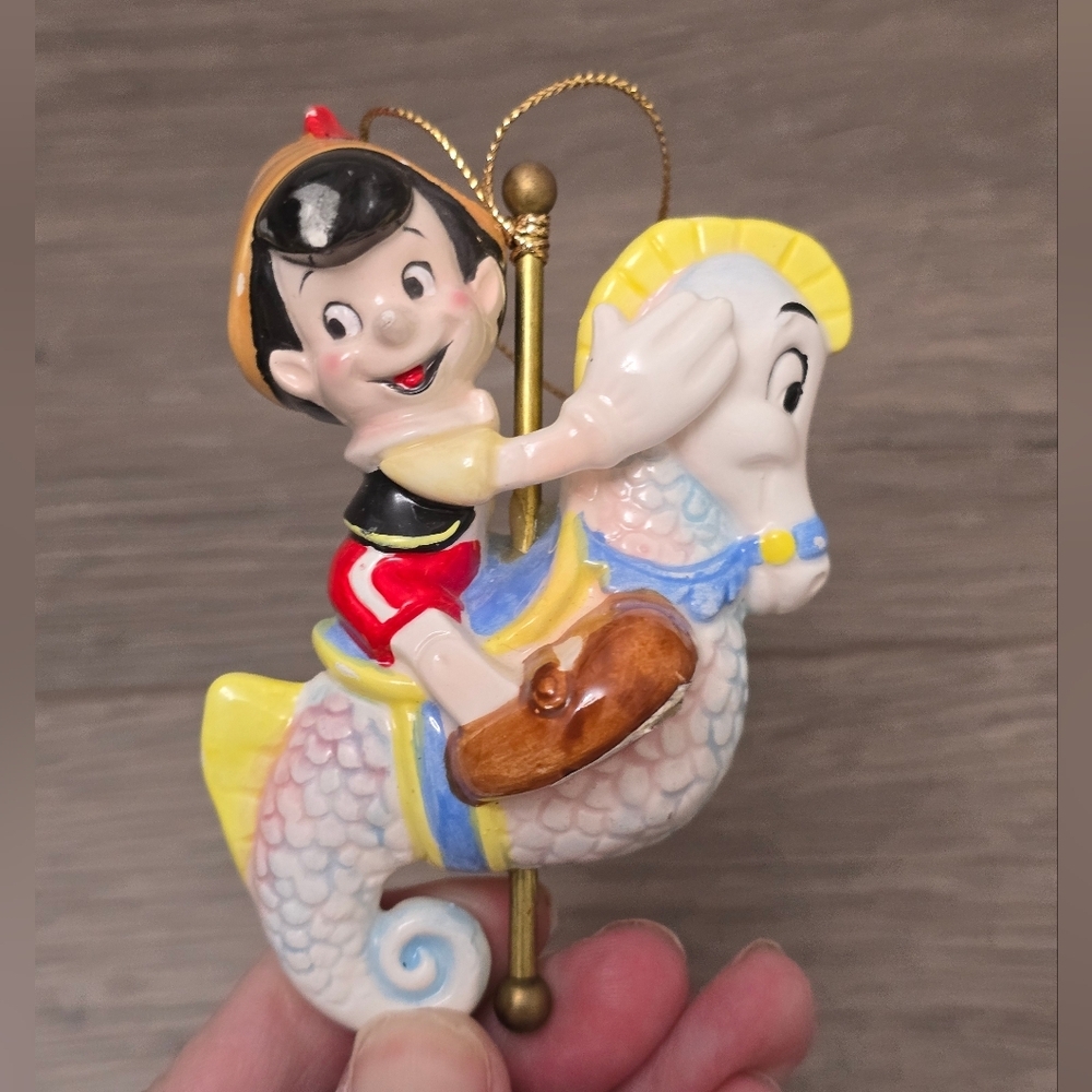 Vintage Early 90's Schmid Pinnocchio Riding A Seahorse Carosel Walt Disney
